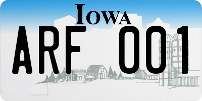 IA license plate ARF001