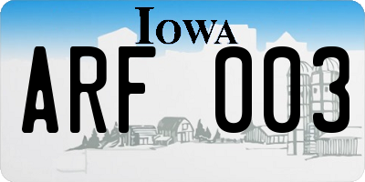 IA license plate ARF003