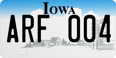 IA license plate ARF004