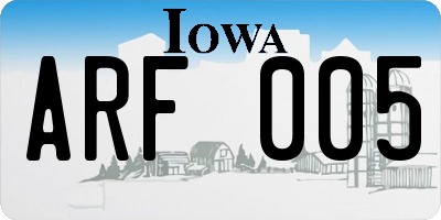 IA license plate ARF005