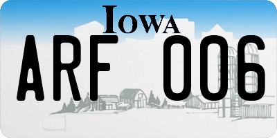 IA license plate ARF006