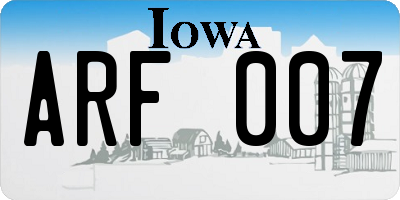 IA license plate ARF007