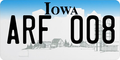 IA license plate ARF008