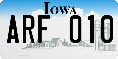 IA license plate ARF010