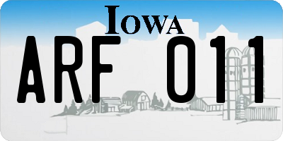 IA license plate ARF011