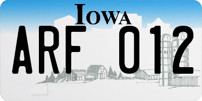 IA license plate ARF012