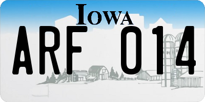 IA license plate ARF014
