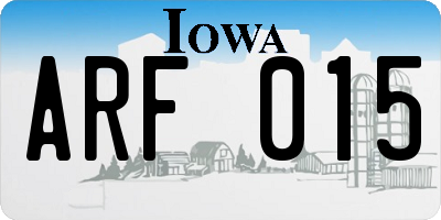 IA license plate ARF015