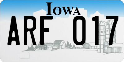 IA license plate ARF017