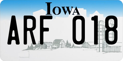 IA license plate ARF018