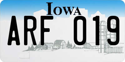 IA license plate ARF019