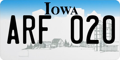 IA license plate ARF020