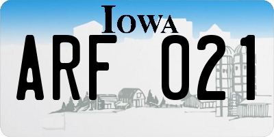 IA license plate ARF021