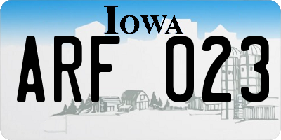 IA license plate ARF023