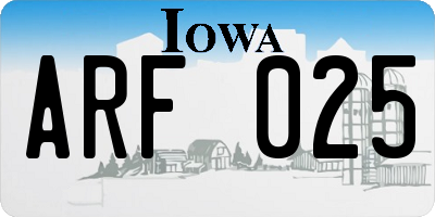 IA license plate ARF025