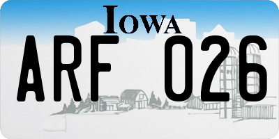 IA license plate ARF026