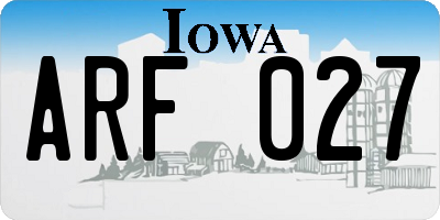 IA license plate ARF027