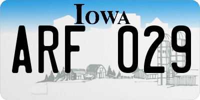 IA license plate ARF029