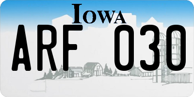 IA license plate ARF030