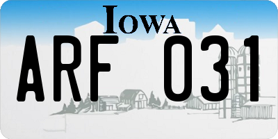 IA license plate ARF031