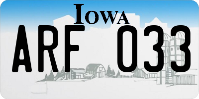 IA license plate ARF033