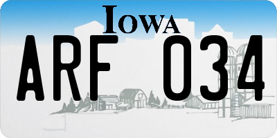 IA license plate ARF034