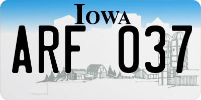 IA license plate ARF037