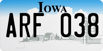 IA license plate ARF038