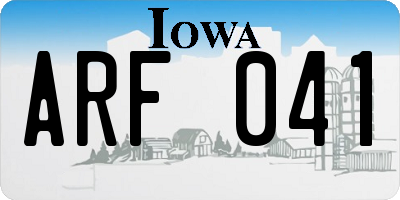 IA license plate ARF041