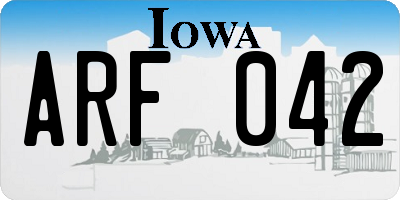 IA license plate ARF042