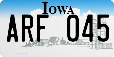 IA license plate ARF045