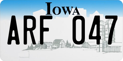 IA license plate ARF047