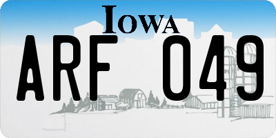 IA license plate ARF049