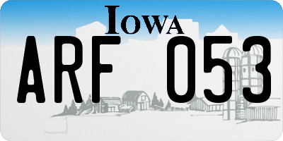 IA license plate ARF053
