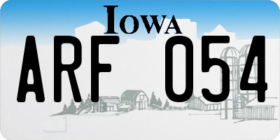 IA license plate ARF054