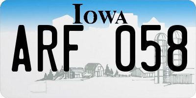 IA license plate ARF058