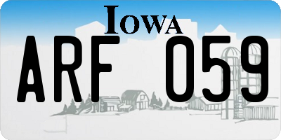IA license plate ARF059