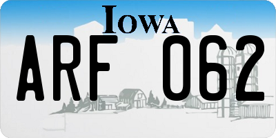 IA license plate ARF062