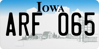 IA license plate ARF065