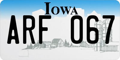 IA license plate ARF067
