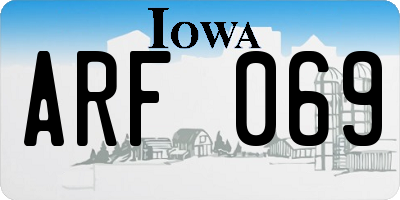 IA license plate ARF069