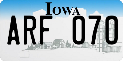 IA license plate ARF070