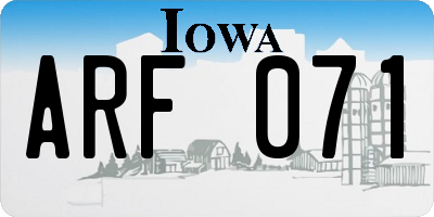 IA license plate ARF071