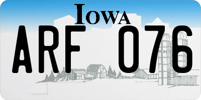 IA license plate ARF076