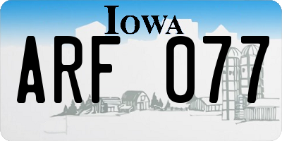 IA license plate ARF077