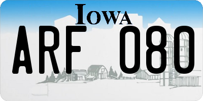 IA license plate ARF080