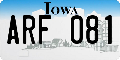 IA license plate ARF081