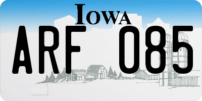 IA license plate ARF085