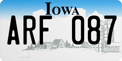 IA license plate ARF087