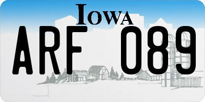 IA license plate ARF089
